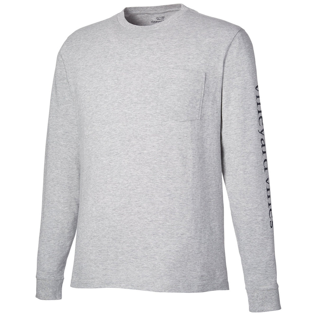 Vineyard Vines Unisex Grey Heather/Blue Blazer Long Sleeve Pocket T-Shirt