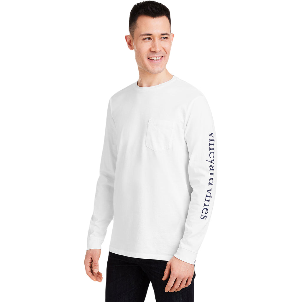 Vineyard Vines Unisex White Cap/Blue Blazer Long Sleeve Pocket T-Shirt