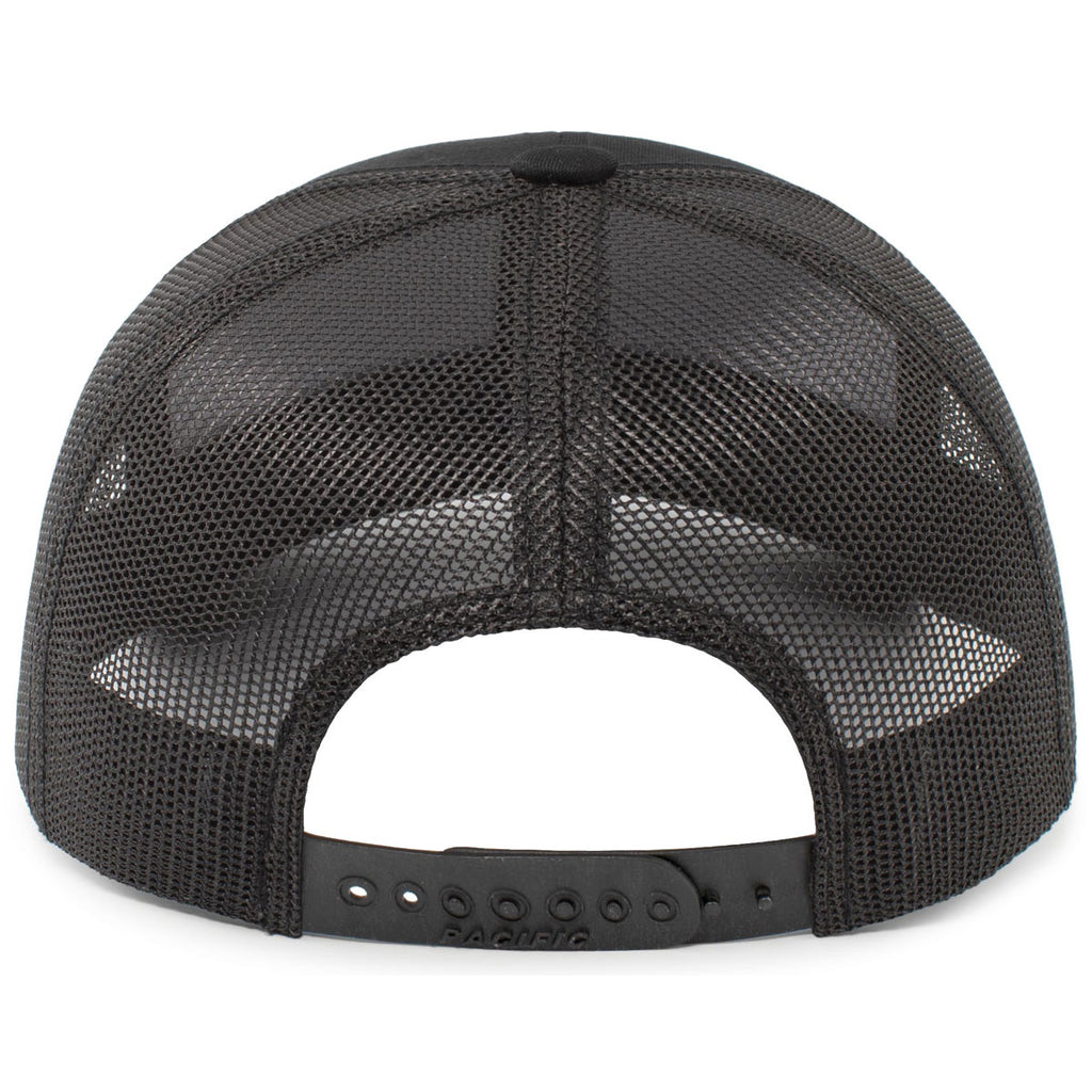 Pacific Headwear Black Trucker Snapback Braid Cap