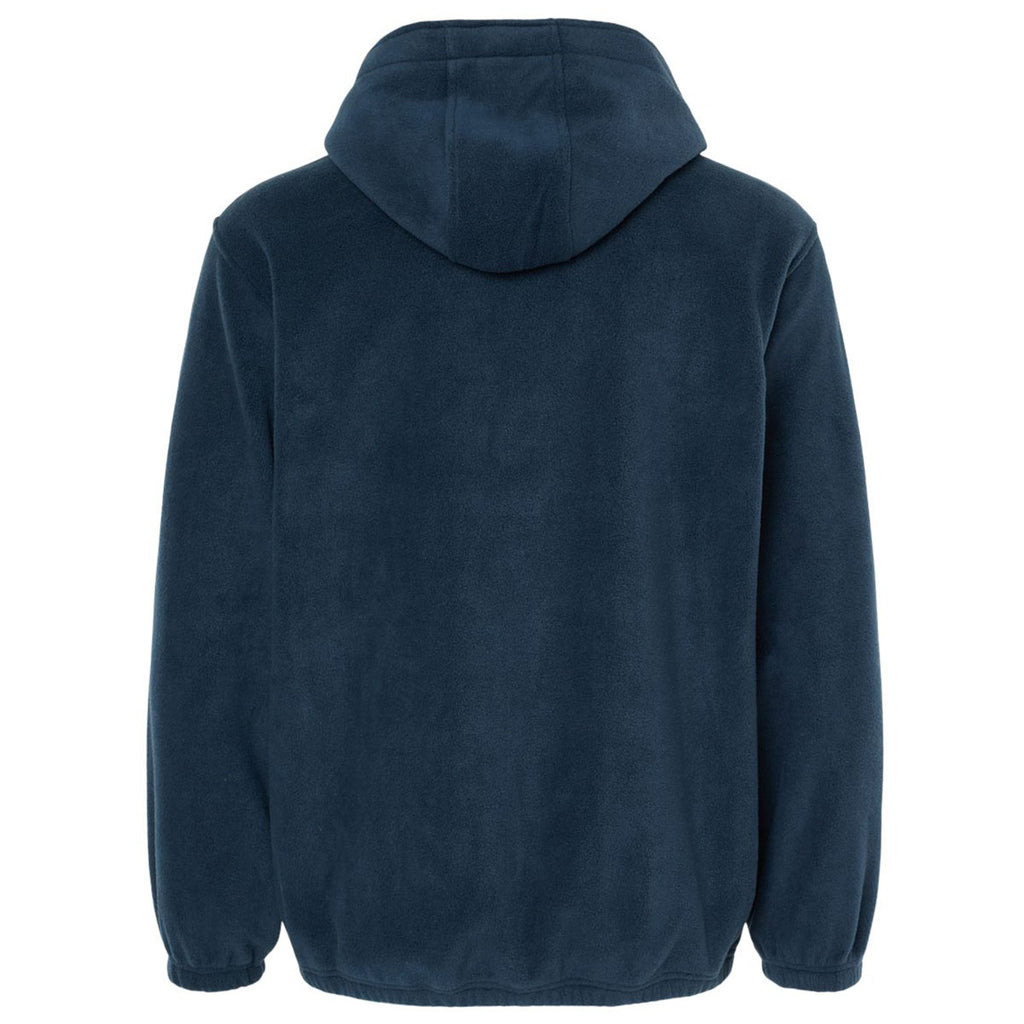 Burnside Men's Navy Polar Fleece Quarter-Zip Hooded Pullover
