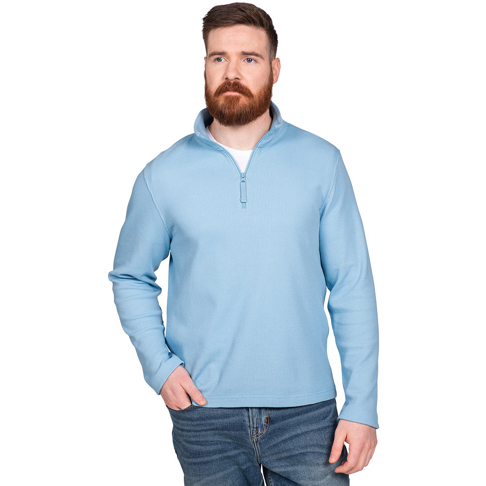 Charles River Men's Chambray Waffle Quarter Zip Pullover