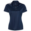 Adidas Women's Collegiate Navy/White 3 Stripe Shoulder Sport Polo