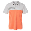 Adidas Men's Grey Two Heather/Hi-Res Coral Heather Heathered Colorblock 3-Stripes Sport Shirt