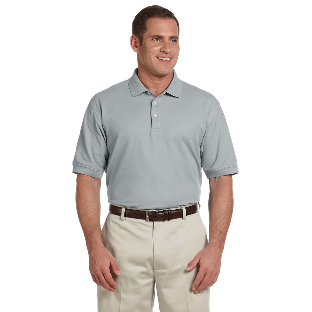 Devon & Jones Men's Grey Heather Pima Pique Short-Sleeve Polo