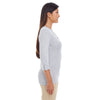 Devon & Jones Women's Grey Heather Perfect Fit Y-Placket Convertible Sleeve Knit Top