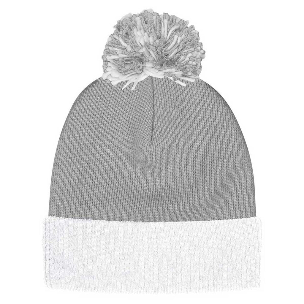 adidas Athletic Grey Cuffed Pom Beanie