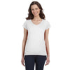 Gildan Women's White SoftStyle 4.5 oz. Fitted V-Neck T-Shirt