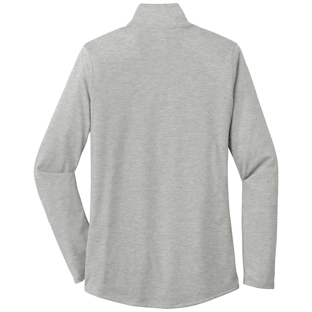 Sport-Tek Women's Light Grey Heather PosiCharge Tri-Blend Wicking 1/4-Zip Pullover