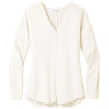 Port Authority Women's Ivory Chiffon Long Sleeve Button-Front Blouse