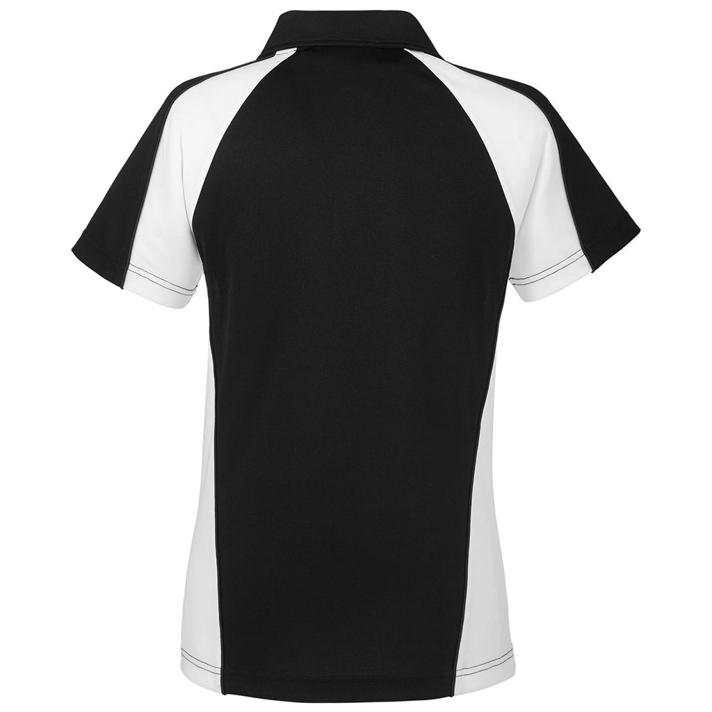 Harriton Women's Black/White/Dark Charcoal Advantage Snag Protection Plus Colorblock Polo