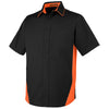 Harriton Men's Black/Team Orange Flash Colorblock Short Sleeve Shirt