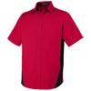Harriton Men's Red/Black Flash Colorblock Short Sleeve Shirt