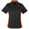 Harriton Women's Black/Team Orange Flash Colorblock Short Sleeve Shirt