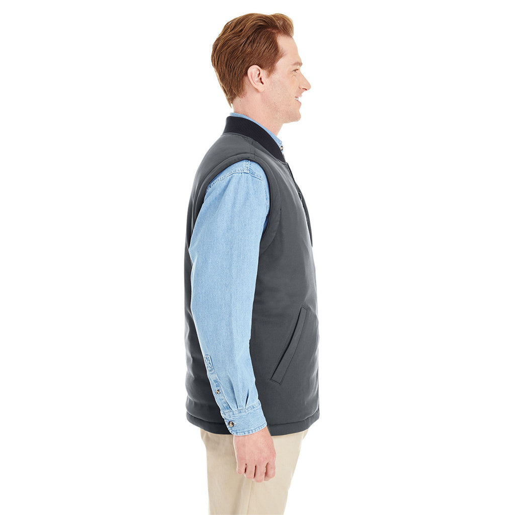 Harriton Men's Black/Dark Chrcoal Dockside Interactive Reversible Freezer Vest