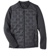 North End Men's Carbon/Black Heather/Black Pioneer Hybrid Bomber Jacket