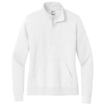 Nike Women's White Club Fleece Sleeve Swoosh 1/2 Zip