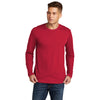 Next Level Men's Red Cotton Long Sleeve Tee