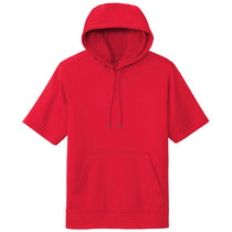Sport-Tek Men's Deep Red Sport-Wick Fleece Short Sleeve Pullover Hoodie