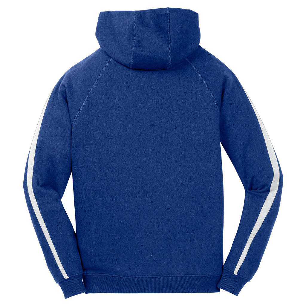 Sport-Tek Men's True Royal/ White Sleeve Stripe Pullover Hooded Sweatshirt
