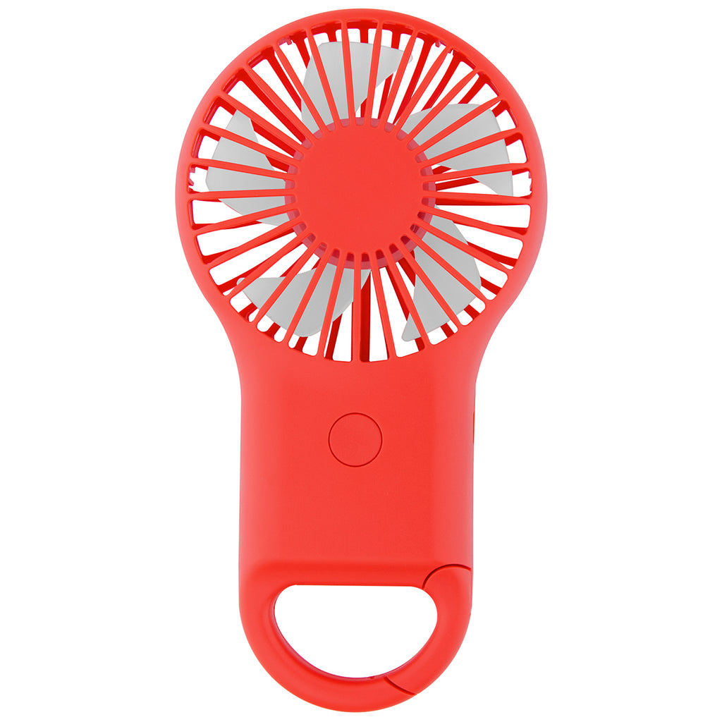 Hit Red Rechargeable Handheld Fan With Carabiner