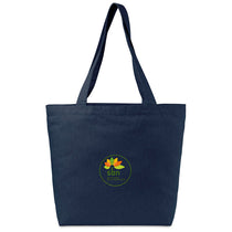 Gemline Indigo Denim AWARE Recycled Cotton Shopper Tote with Interior Zip Pocket