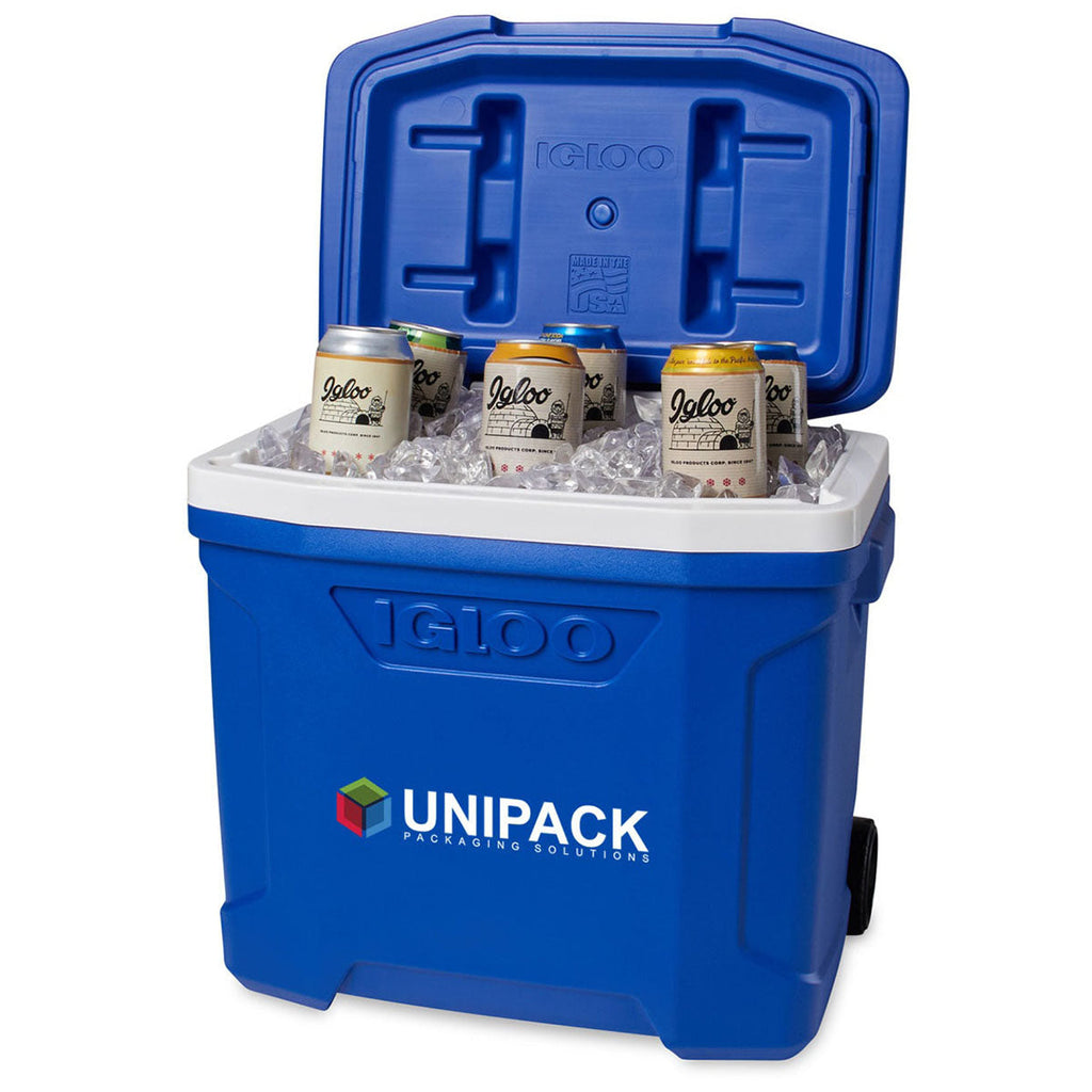 Igloo White-Majestic Blue Profile II 28 Qt Roller Cooler