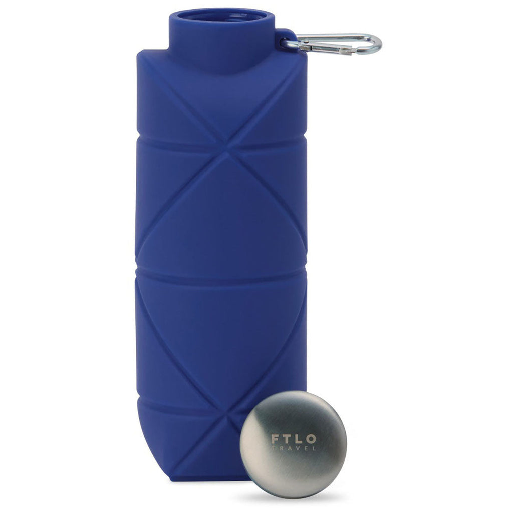 Gemline Royal Blue Clix Collapsible Silicone Bottle w/ Carabiner - 23 Oz.