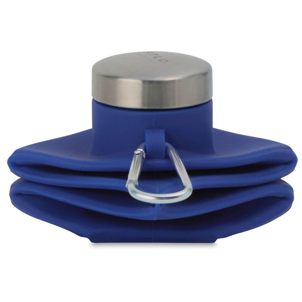 Gemline Royal Blue Clix Collapsible Silicone Bottle w/ Carabiner - 23 Oz.