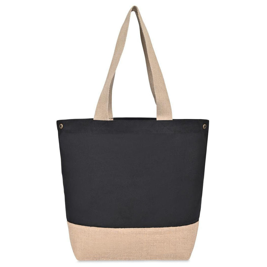 Gemline Black Recycled Cotton Canvas Jute Tote - AWARE