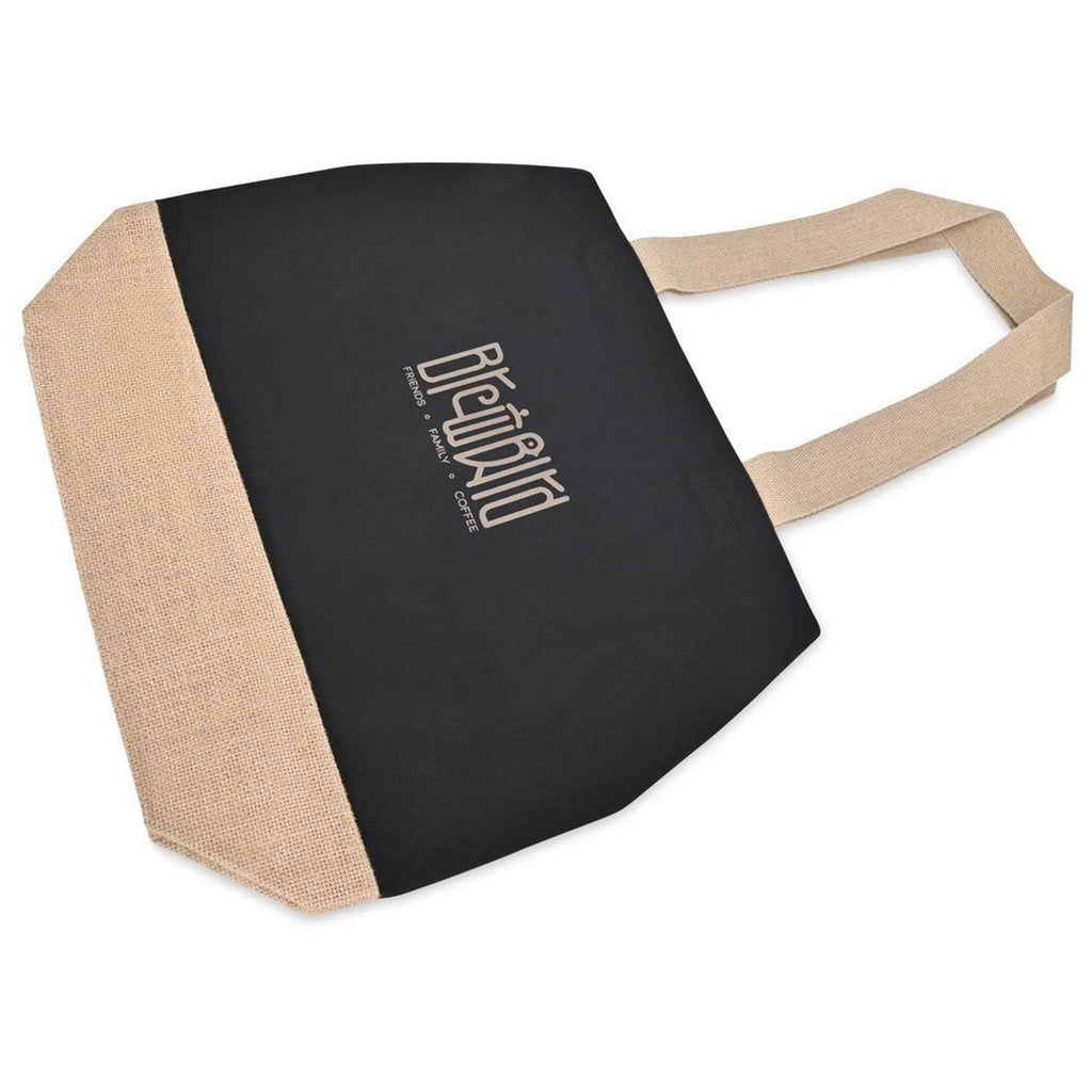 Gemline Black Recycled Cotton Canvas Jute Tote - AWARE