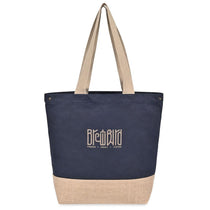 Gemline Navy Recycled Cotton Canvas Jute Tote - AWARE
