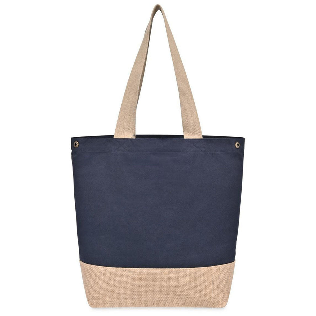 Gemline Navy Recycled Cotton Canvas Jute Tote - AWARE
