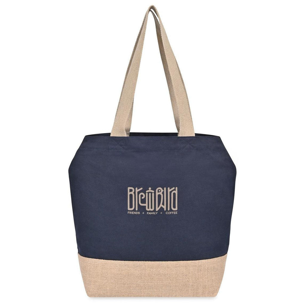 Gemline Navy Recycled Cotton Canvas Jute Tote - AWARE