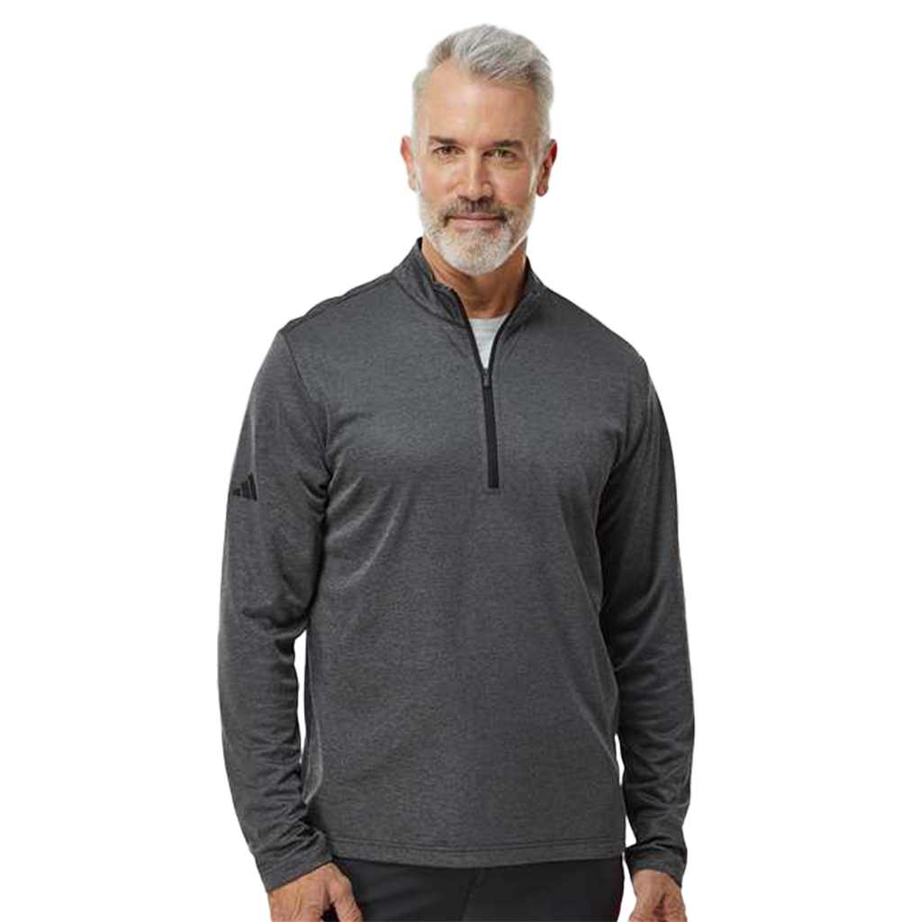 Adidas Men's Grey One Heather Space Dyed Quarter-Zip Pullover