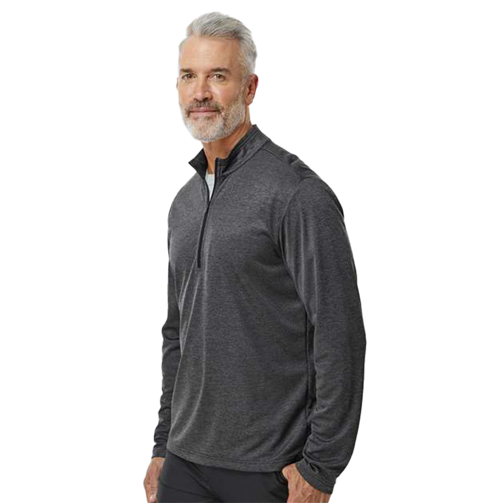 Adidas Men's Grey One Heather Space Dyed Quarter-Zip Pullover