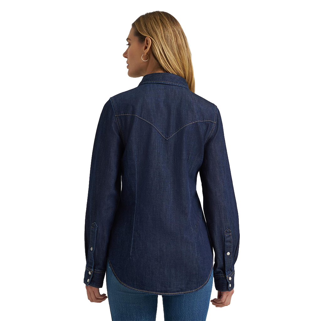 Wrangler Women's Dark Denim Long Sleeve Denim Shirt