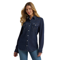 Wrangler Women's Dark Denim Long Sleeve Denim Shirt