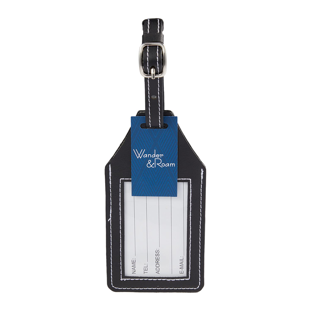 Wander & Roam Black Luggage Tag with AirTag Holder
