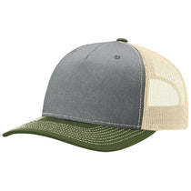 Richardson Heather Grey/Birch/Army Olive Five-Panel Trucker