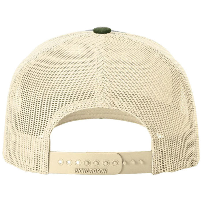 Richardson Heather Grey/Birch/Army Olive Five-Panel Trucker