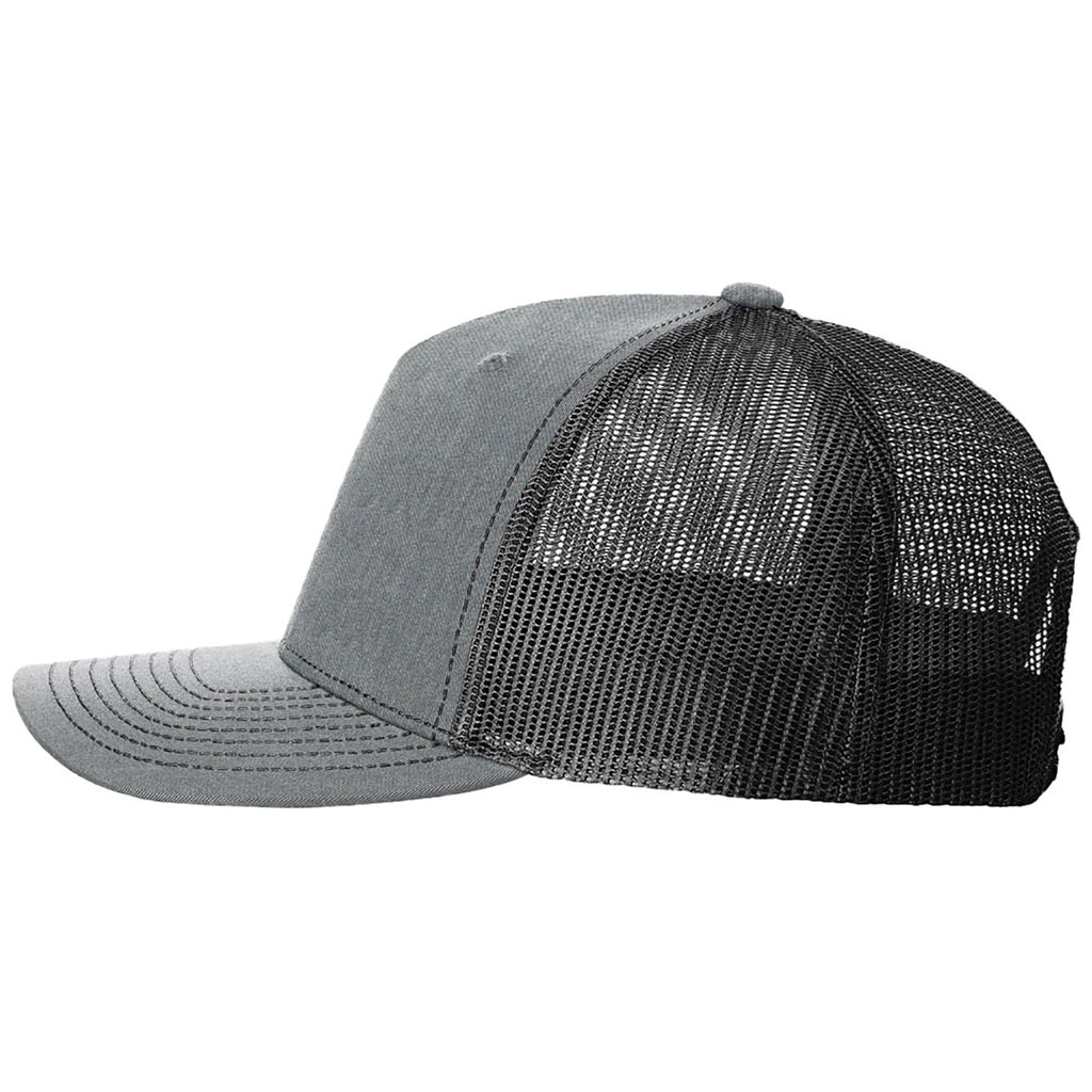 Richardson Heather Grey/Black Five-Panel Trucker