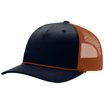 Richardson Navy/Dark Orange/Dark Orange Five-Panel with Rope