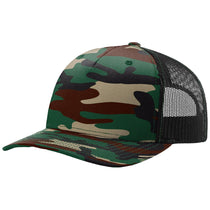 Richardson Green Camo/Black Printed Five-Panel Trucker