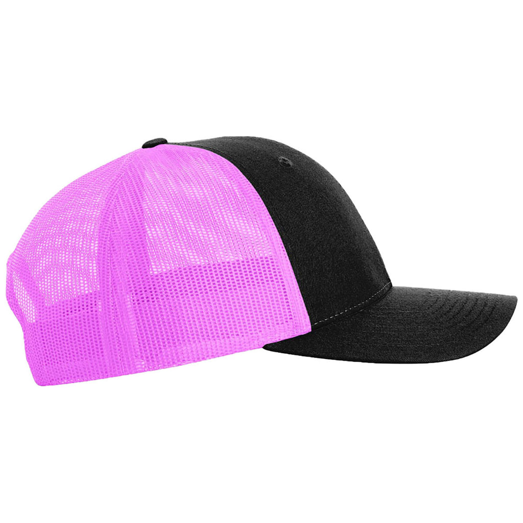 Richardson Black/Neon Pink Low Pro Trucker