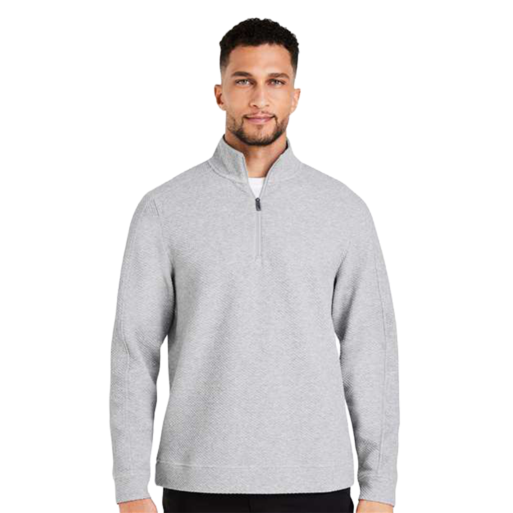 North End Men's Classic Platinum Heather Spirit Textured Quarter-Zip Pullover