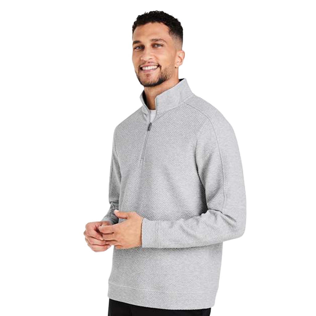 North End Men's Classic Platinum Heather Spirit Textured Quarter-Zip Pullover
