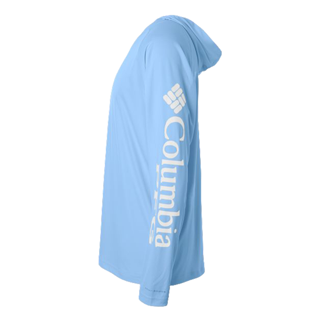 Columbia Men's White Cap/ White PFG Terminal Tackle Hooded Long Sleeve T-Shirt
