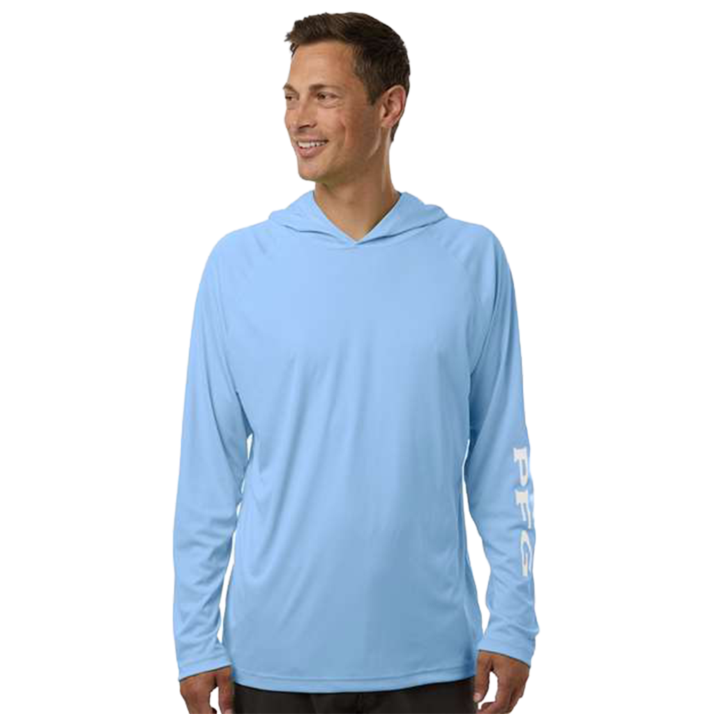 Columbia Men's White Cap/ White PFG Terminal Tackle Hooded Long Sleeve T-Shirt