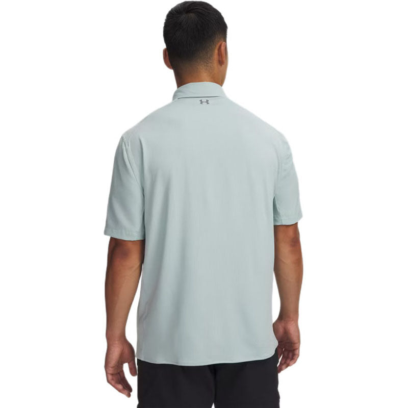 Under Armour Men's Enamel Blue/Clay Green Fish Pro Hybrid Woven Short Sleeve