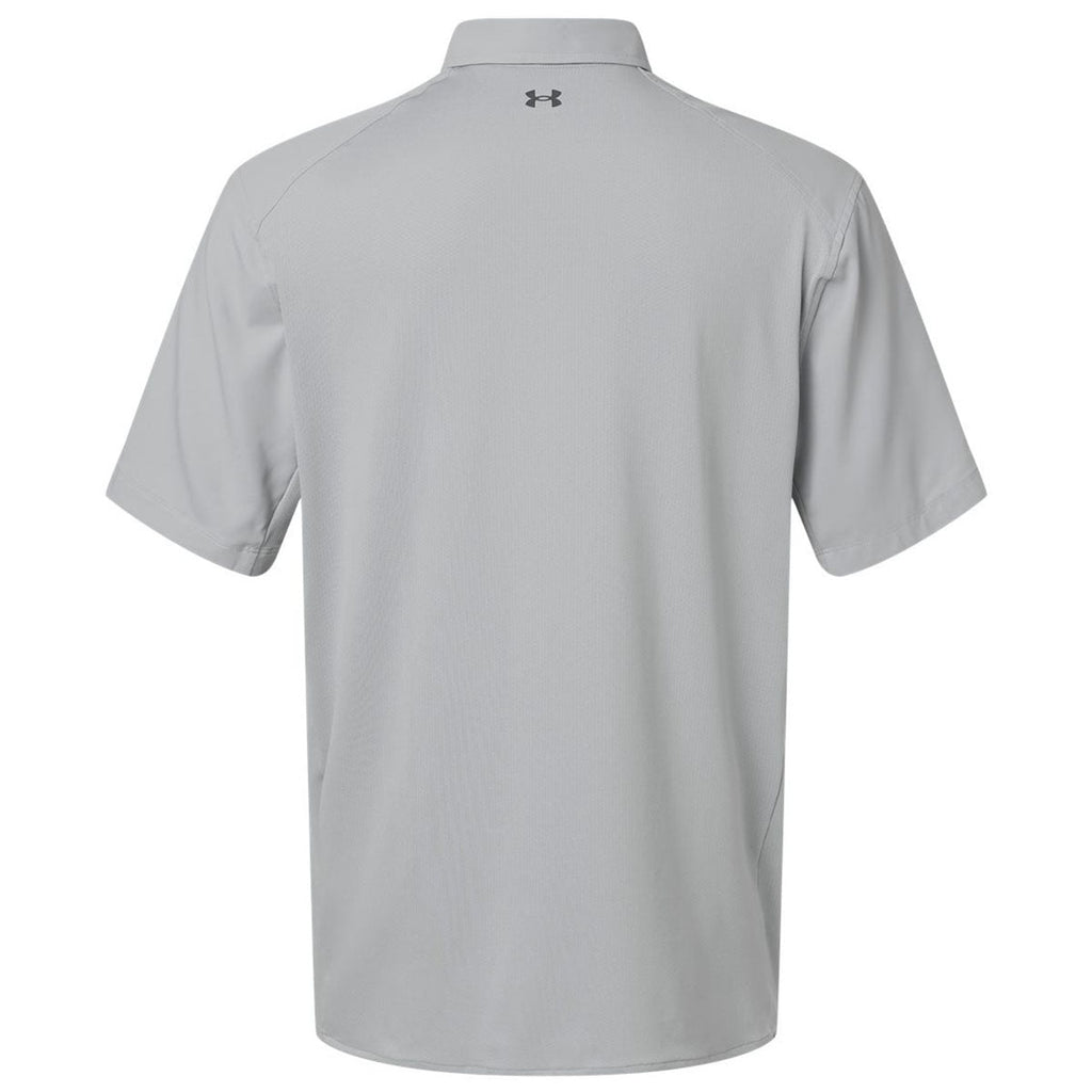 Under Armour Men's Mod Grey/Castlerock Fish Pro Hybrid Woven Short Sleeve